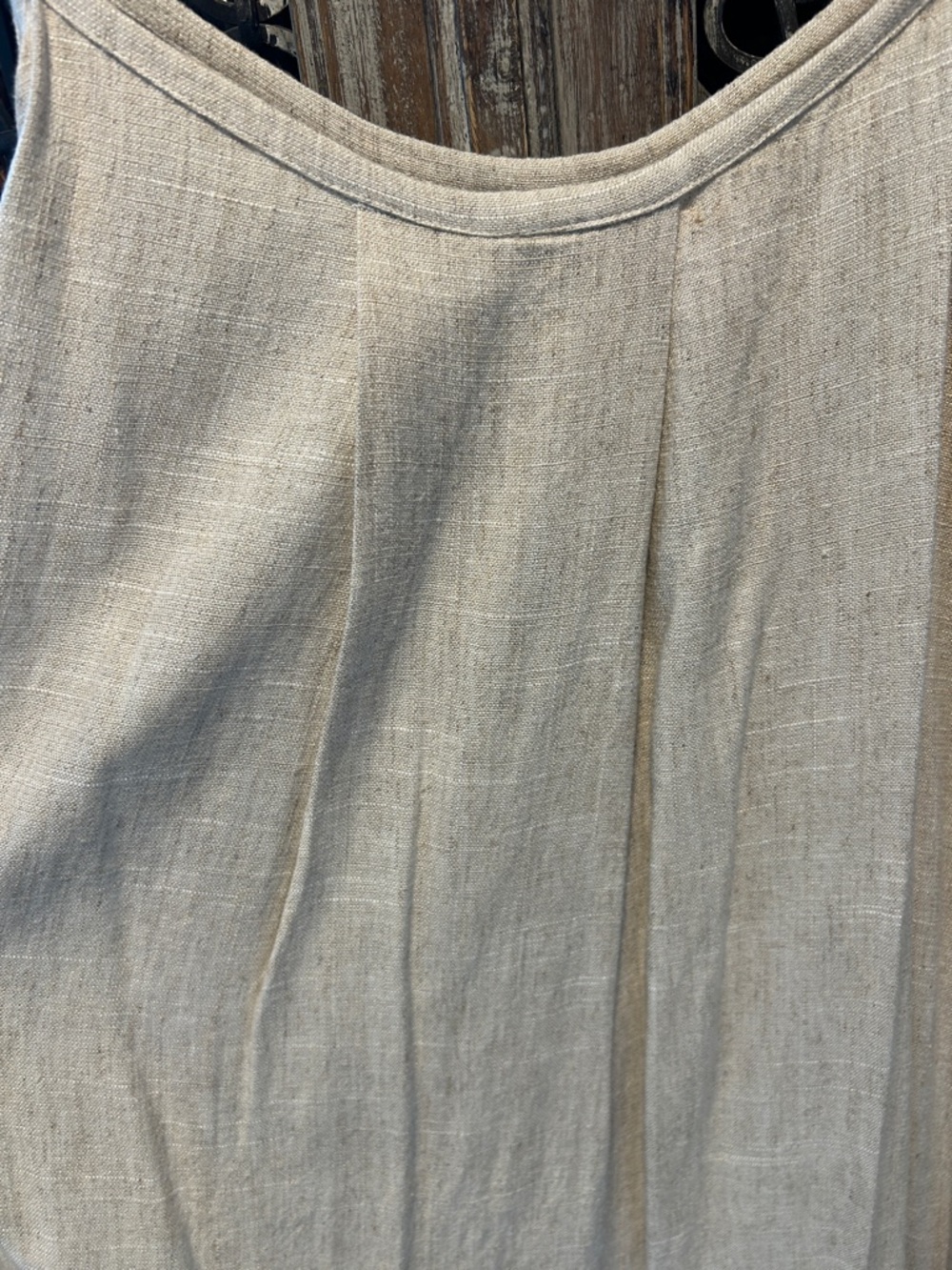 Lightweight Linen Beige Tie-Shoulder Sundress - Picture 3 of 4